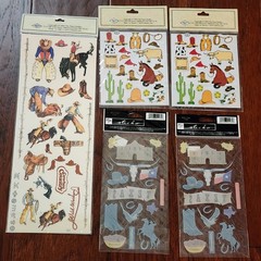 Lot Of 5 Packs of Western Cowboy Texas Scrapbook Stickers Stick-a-bilities
