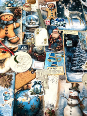 #26 – 150+pcs Blue Christmas JUNK JOURNAL 3D Kit with REAL EPHEMERA Mixed Media
