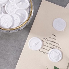 White Wax Seal Stickers – 60 Pcs Embossed Starfish Conch and Seashell -Adhesi…