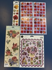 Vintage Stickers Flowers & Cats 17 Packets Multiple Sheets Per Pack New