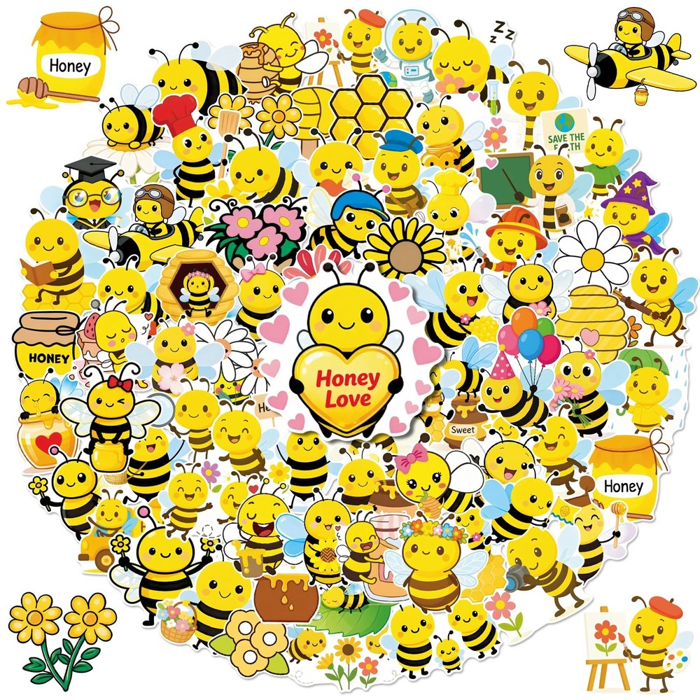 200Pcs Bee Stickers – Cute Water Bottle Stickers Waterproof Vinyl Bee Sticker…