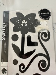 American Craft Remarks Decorative Sticker Bk Black Accent Bk 2 Flower Vine 50+PC