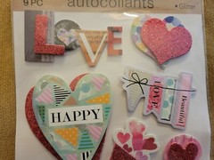 CRAFTER’S SQUARE LOVE/HEARTS THEME GLITTER POP-UP 3D STICKER SHEET (9Pieces)