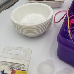 Lot of Crafting Supplies beads jewelry making bobbins glitter paint trays
