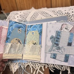 Handmade Junk Journal Blue Ocean Seashell Beach Theme Boho Pearl Scrapbook Craft