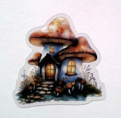 Mushroom Fairy Tale House Clear Vinyl Decal Sticker Water Resistant Laptop Gift