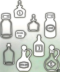 Mini Bottles & Labels Die Cut Potions Card Making Cutting Dies Halloween Bottle