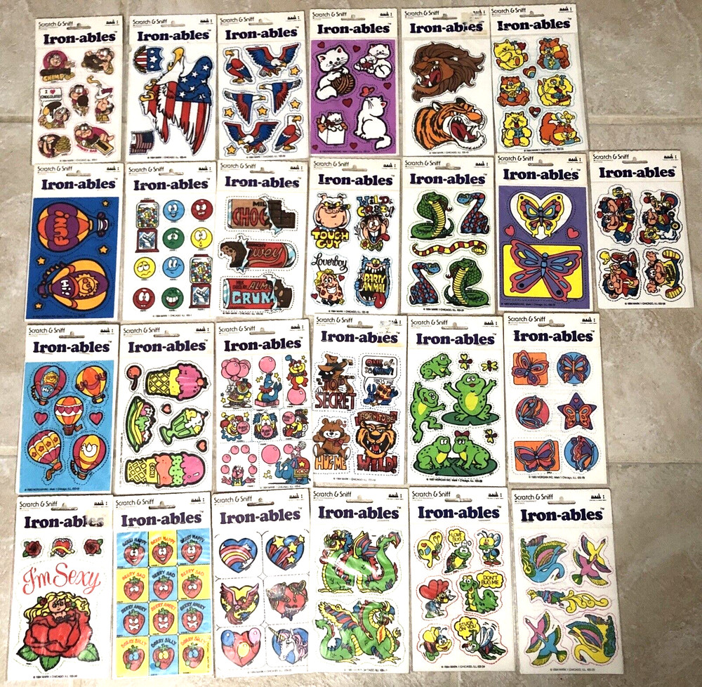 Lot 25 Packs Scratch & Sniff Mark I Rare Vintage VTG Iron-ables Fabric Stickers