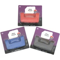 2 Hole Punch Medium 6mm 25 Sheets Puncher Paper Tray Red Blue Black Plastic New