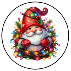 SANTA CLAUS GNOME CHRISTMAS LIGHTS ENVELOPE SEALS LABELS STICKERS PARTY FAVORS