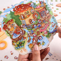 4 Sets DIY 3D House Scene Stickers – Forest, Deep Sea, Paradise Garden, Island