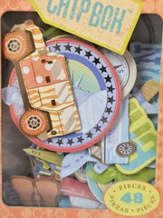 K & Company Happy Trails Chip Box Vacation Themed Chipboard New 48 Pieces