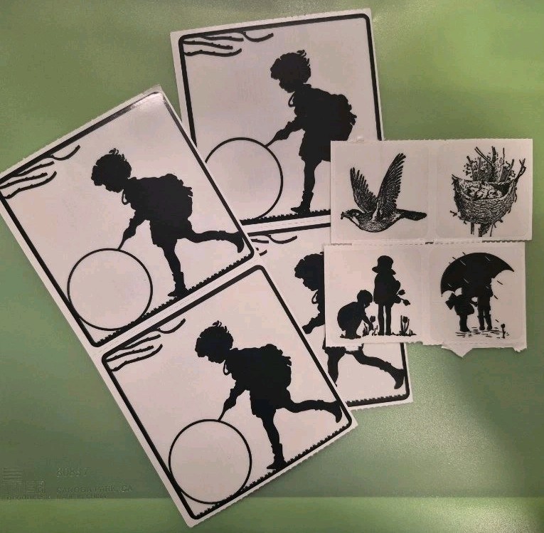 Vintage Victorian Black And White Clear Stickers Junk Journal Scrapbooking rare