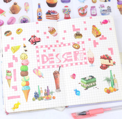 6Pcs Sweet Dessert Washi Food Cake Donuts Paper Scrapbooking Journal Sticker DIY