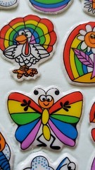Vintage 80s! Russ Puffy Stickers- Rainbow, Star, Heart, Bird, Butterfly, Retro