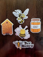 STICKERS x 5 Honey Bee Apiculture Beehive Cartoon Large Sticker BEE2