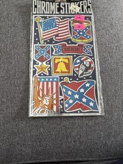 NEW! Vtg! 1984 Chrome Stickers Morgan Mark 1 Large Sheet USA Dixie Pride Trump