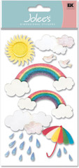 Jolee’s Boutique Dimensional Stickers ~ Rainbow Vellum 22 Pc Sun Clouds Rain