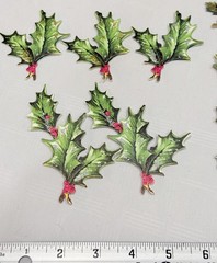 2020 Anna Griffin AG1101 «DECORATIVE HOLLY STICKERS» 3D Dimensional 37-Pcs