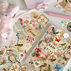 LOT 0F 25 MIXED STICKERS ROSES BIRDS FLOWERS BUTTERFLIES VICTORIAN THEME
