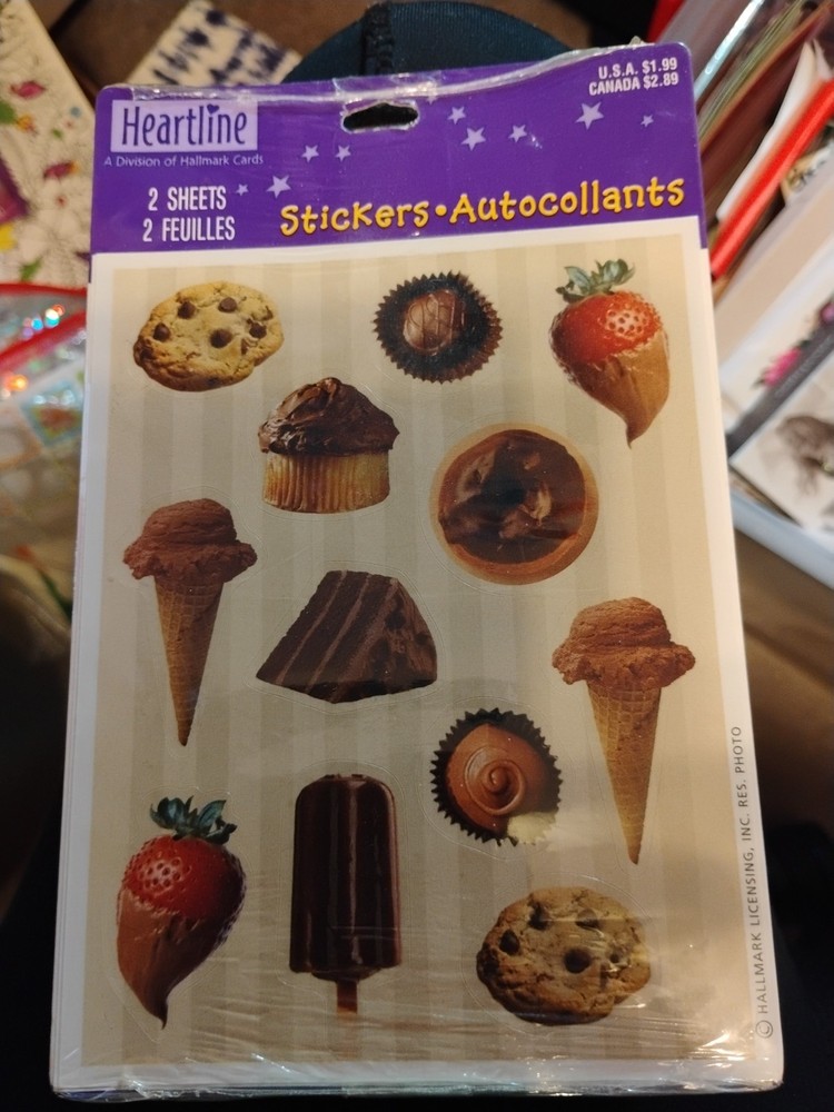 Vintage Hallmark Heartline Chocolate Scented Stickers 2 Sheets New