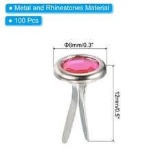 100 Pcs Paper Fasteners Mini Metal Rhinestone Fastener Pink 0.5″x0.3″
