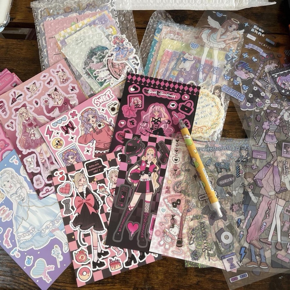 Anime & Manga Kawaii Mixed Lot Scrapbooking Stickers & Memo Sheets, Multicolor