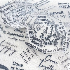Set of 50 Transparent Stickers All Words are in Black & White