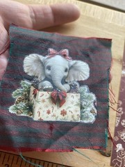 Whimsical Elephant,Handmade Ephemera, Scrapbook,Junk Journal,tag,embellishment