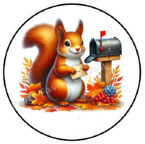 AUTUMN SQUIRREL MAIL ENVELOPE SEALS LABELS STICKERS PARTY FAVORS