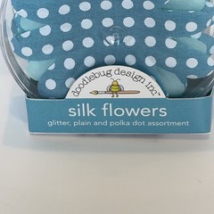 Lot Fabric Silk Flowers Black Teal Lilac Polka Dot & Buttons Pack Crafting NEW