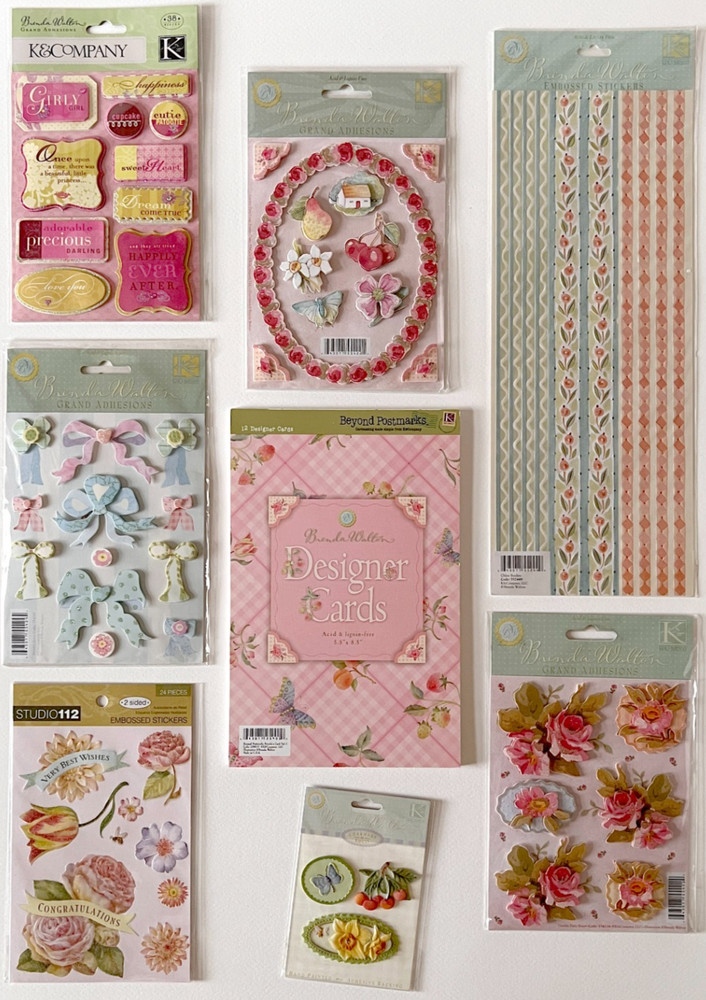 Brenda Walton Florals Scrapbook Stickers Lot – K&Co – Retired – 8 pc Kit