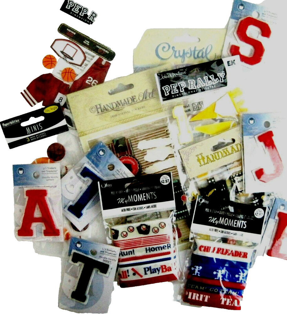 Lot 15 Packages School Grad Sports Stickers New Various Styles Colors Scrapbook