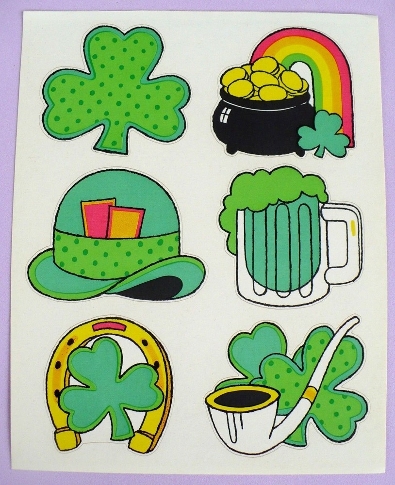 VINTAGE HALLMARK IRISH ST.PATRICK’S DAY 6 STICKERS 1 SHEET LEPRECHAUN