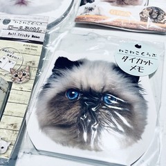 Daiso Japan 6 Packs of Cute Cat Sticker flake seal, Cat face die cut memo