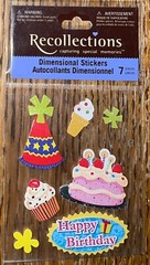 Recollections Happy Birthday Cake Cupcake Party Hats Ice Cream Scrapbook Sticker
