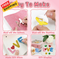 Glitter Foam Letter Stickers, 448 PCS Self-Adhesive 3D ABC 1.5″, Multicolored