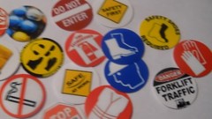 Pre Cut One Inch Industrial Safety Bottle Cap Images! FREE SHIP