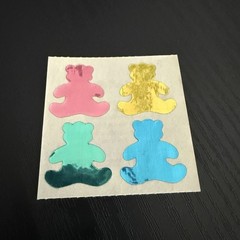 Vintage 1980s Stickers Mylar Foil Bear Small World Greetings 1984 NOS Module