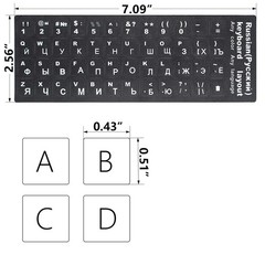 2Pcs Russian Keyboard Stickers for Russian, Black Background With White Text