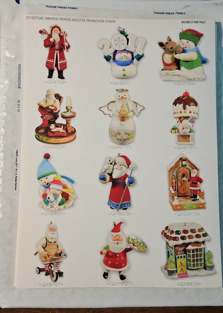2011 HALLMARK KEEPSAKE ORNAMENT STOREROOM STICKER KIT 23 PAGES