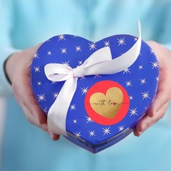 Heart-Shaped Red Labels with Gold Foiling