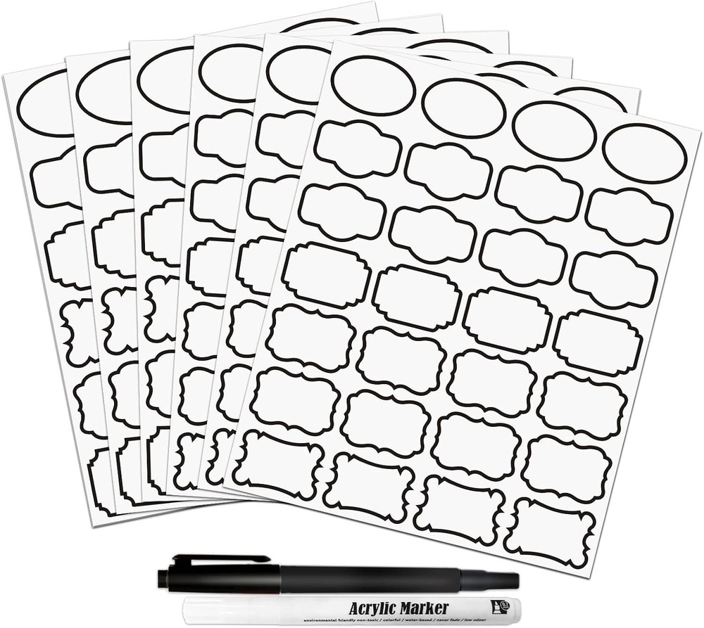Kitchen Pantry Food Containers Clear Labels with Black Border 138 Waterproof