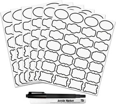 Kitchen Pantry Food Containers Clear Labels with Black Border 138 Waterproof