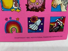 Vintage 1983 Institutional Financing Services Stickers Sheet Flourescent Pink