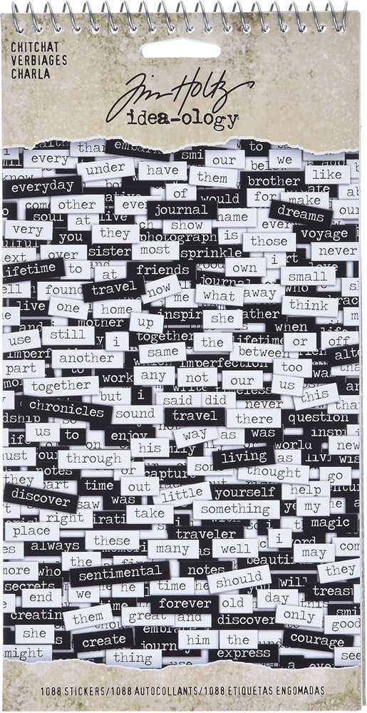 Chitchat Word Stickers by Tim Holtz Idea-ology, Black and White Matte Cardstock,