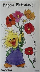 HAPPY BIRTHDAY CHICK Stickers(3pc) 2″x3.5″Suzy’s Zoo•Card Making •Flowers•Animal