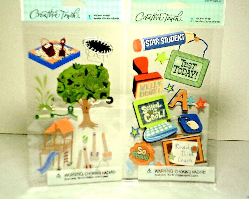 Creative Touch Stickers Lot of 2 Summer Fun & Back To School Layered 2 Sheets