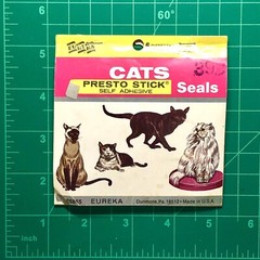 Vintage CATS Eureka Presto-Stick 34 STICKERS 6 Designs seals russian blue siame