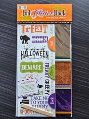 Halloween embellishment bundle foil flock adhesive rub on transfers die cuts